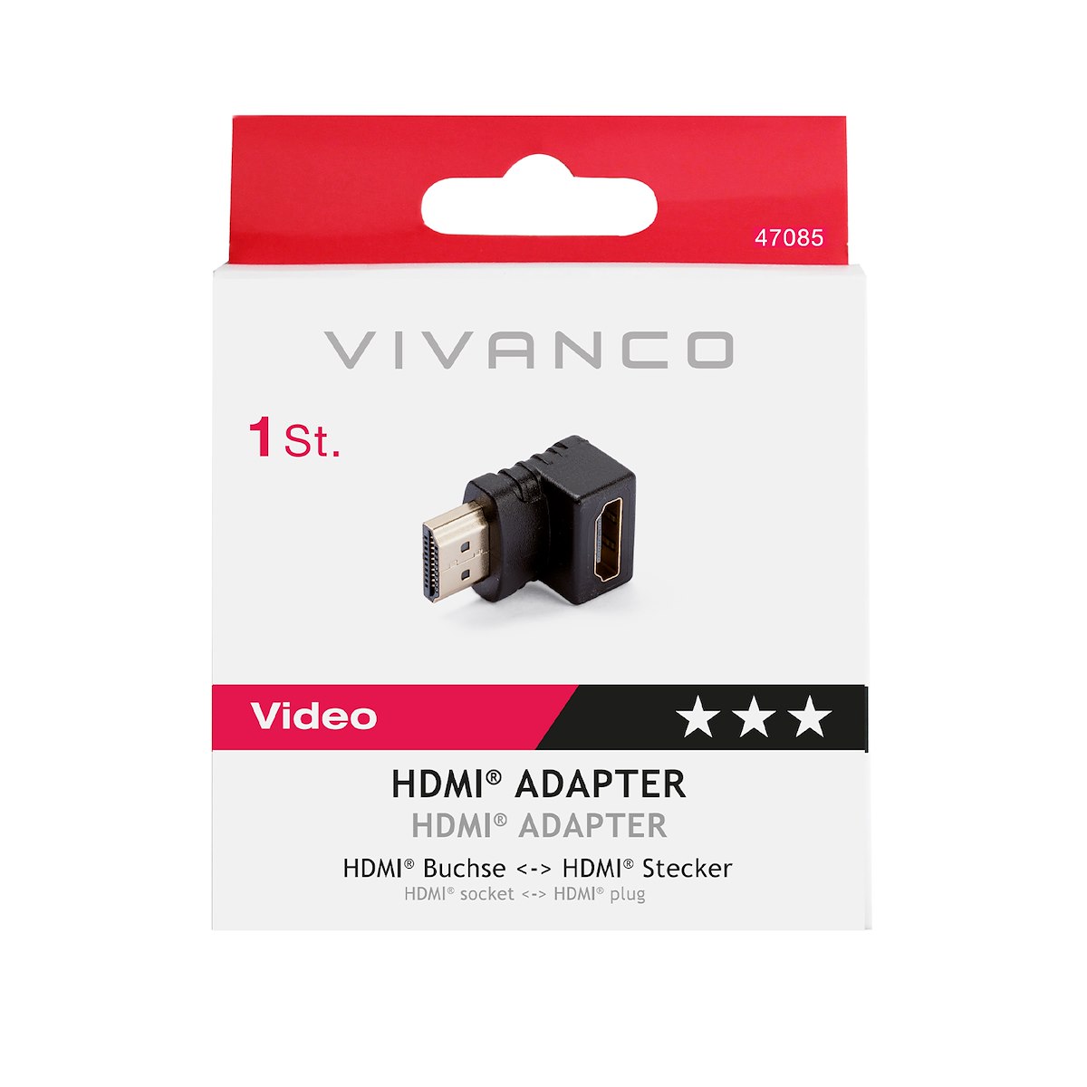 VIVANCO VVVADAHDMIFM90 Adattatore HDMI M-F 90°, oro/nero
