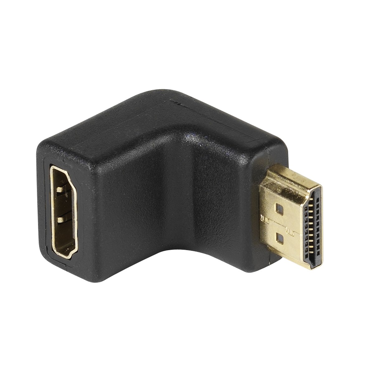 VIVANCO VVVADAHDMIFM90 Adattatore HDMI M-F 90°, oro/nero - immagine 2