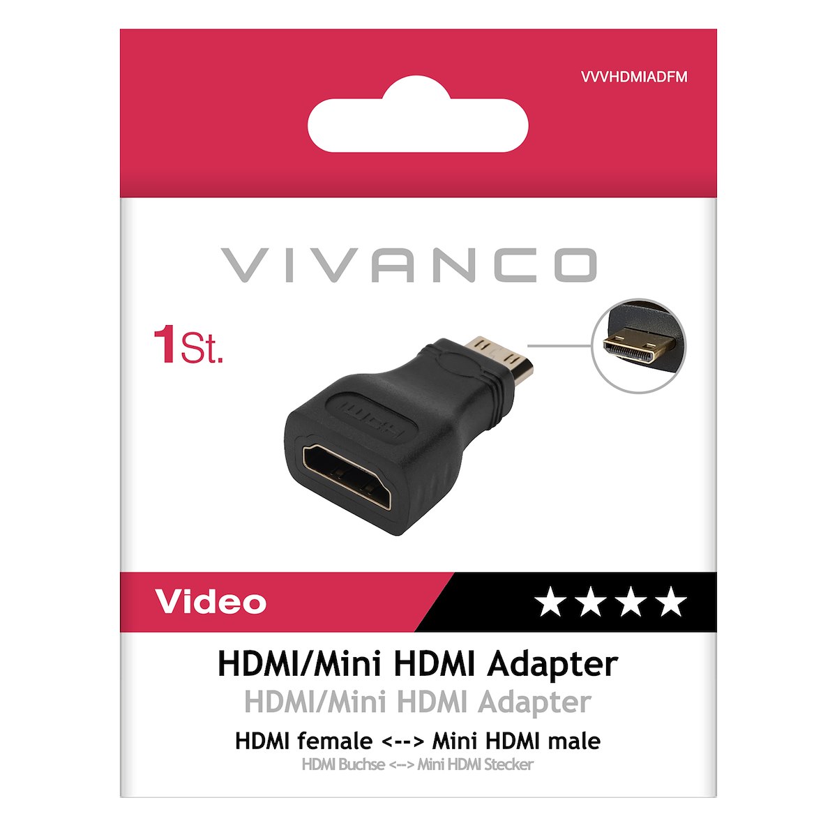 VIVANCO VVVHDMIADFM Adattatore HDMI-Mini HDMI F-M Nero