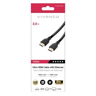 VIVANCO VVVHDMI8K20MMGK Cavo HDMI 2.1 M-M ARC 8K-60Hz 2m Nero