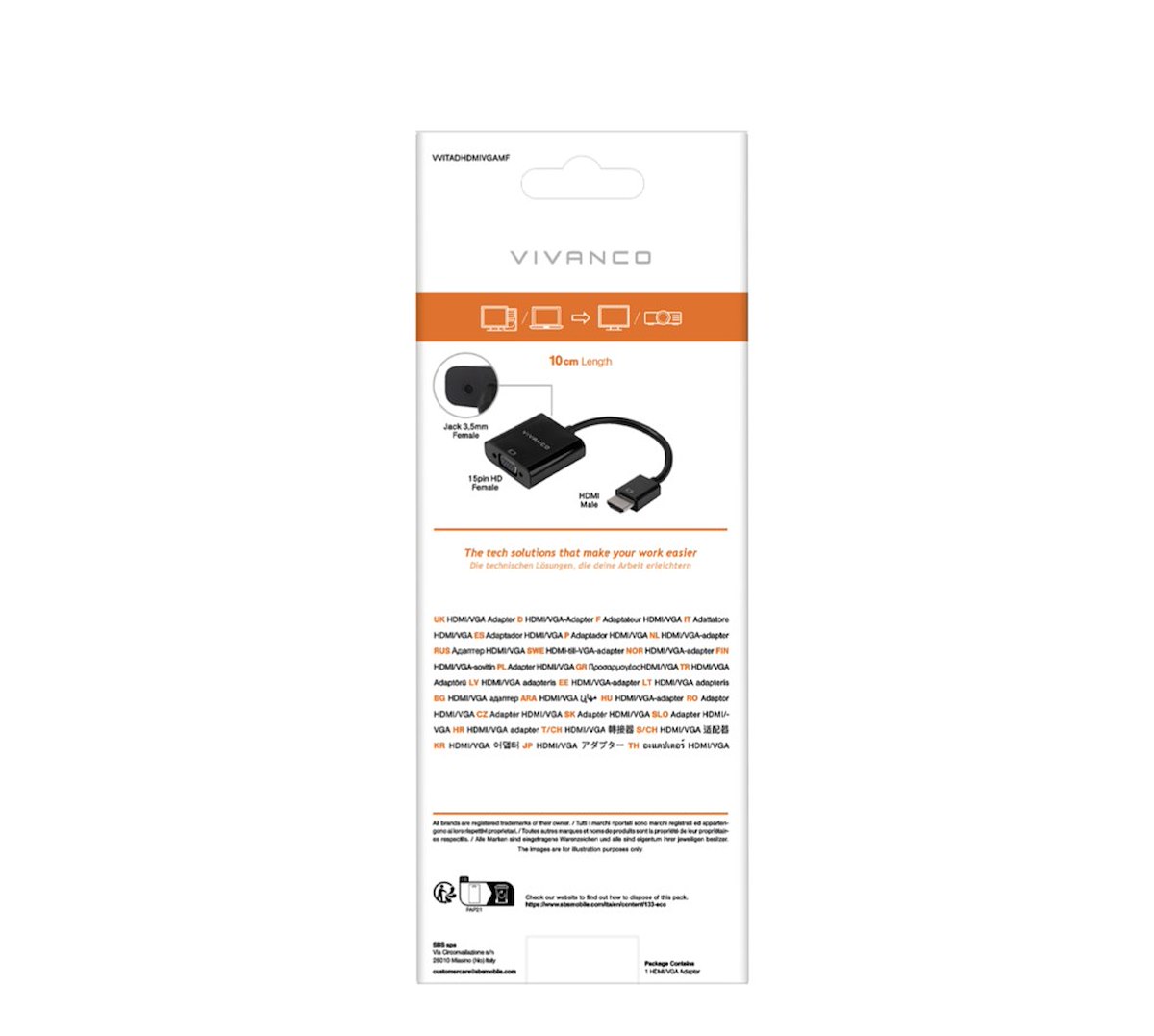 VIVANCO VVITADHDMIVGAMF Adattatore HDMI-VGA M-F 10cm Nero - immagine 3
