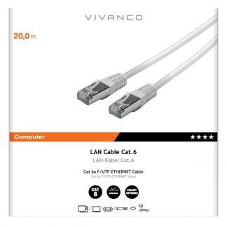 VIVANCO VVITLAN62000W Cavo Ethernet RJ45 M-M 20m Cat 6 Nero
