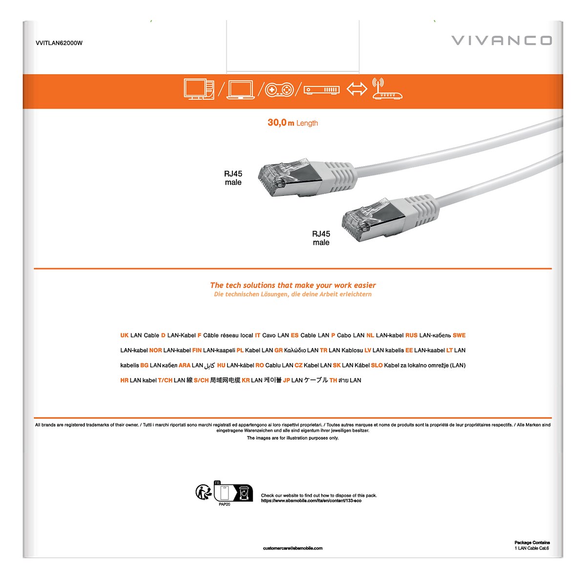 VIVANCO VVITLAN62000W Cavo Ethernet RJ45 M-M 20m Cat 6 Nero - immagine 3