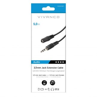 VIVANCO VVAJACK50MFK Cavo Audio Jack 3.5mm M-F 5m Nero