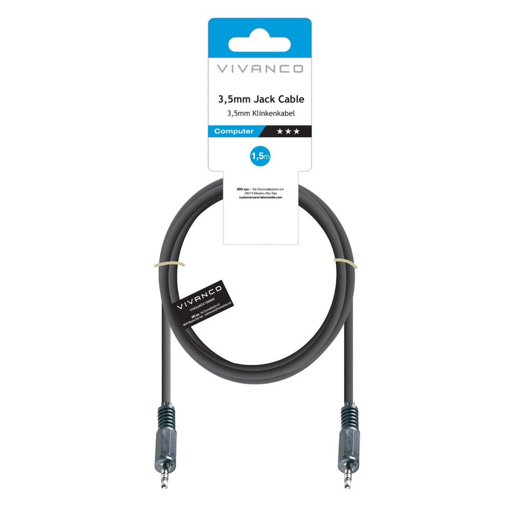 VIVANCO VVAXJACK15MMK Cavo audio jack 3.5mm M-M, 1.5m, nero