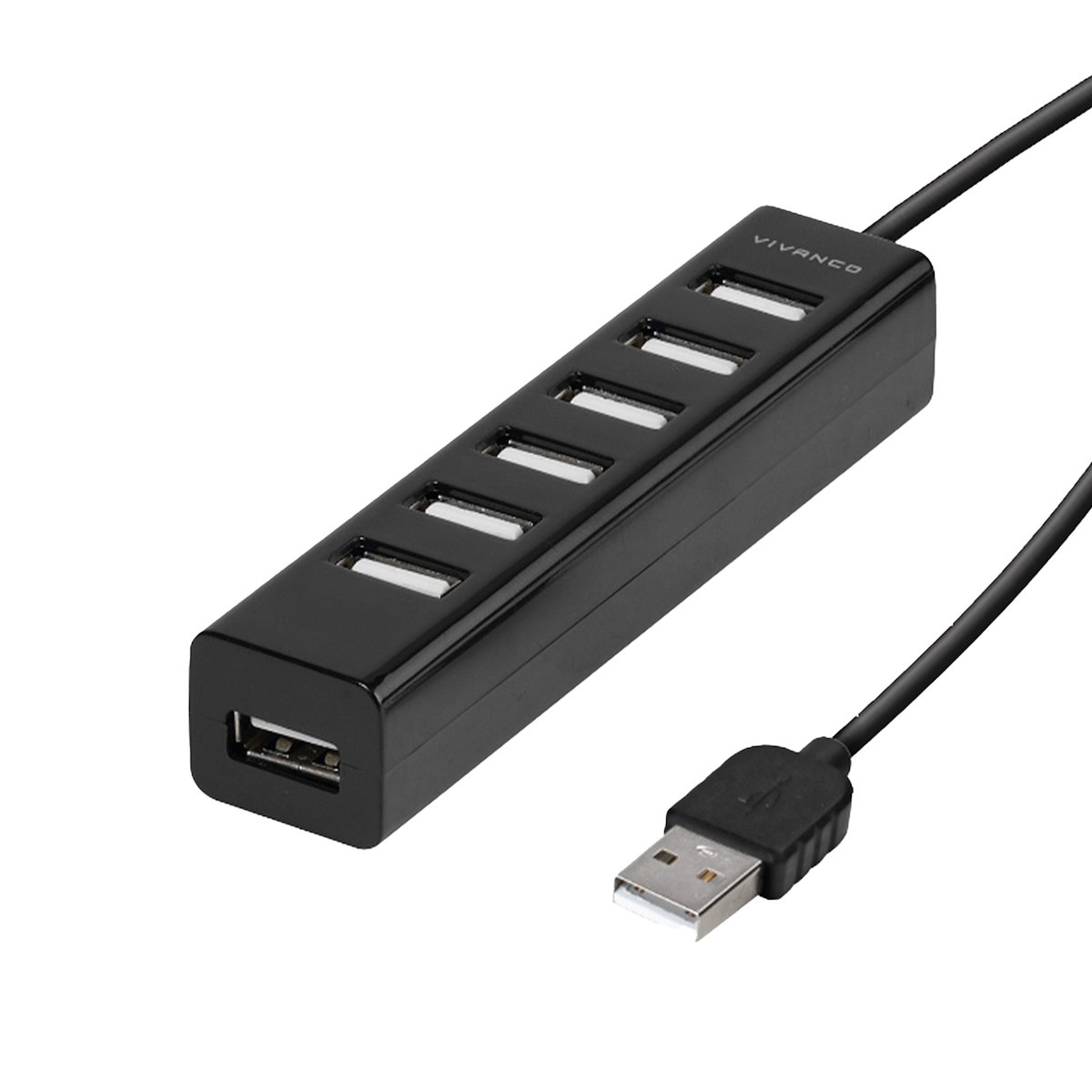 VIVANCO VVITHUB20USB7IN1OUT Hub USB-A 7 porte con alimentatore, nero