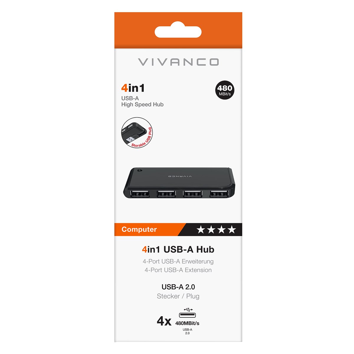 HUB 4IN1 USB-A 4XUSB-A NERO