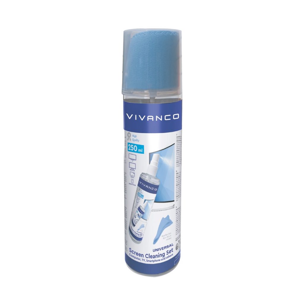 VIVANCO VNCLEAN250ML Kit Pulizia Spray 250ml + Panno Microfibra