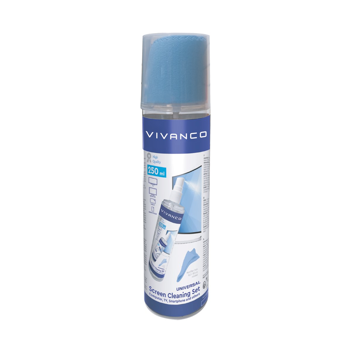 VIVANCO VNCLEAN250ML Kit Pulizia Spray 250ml + Panno Microfibra