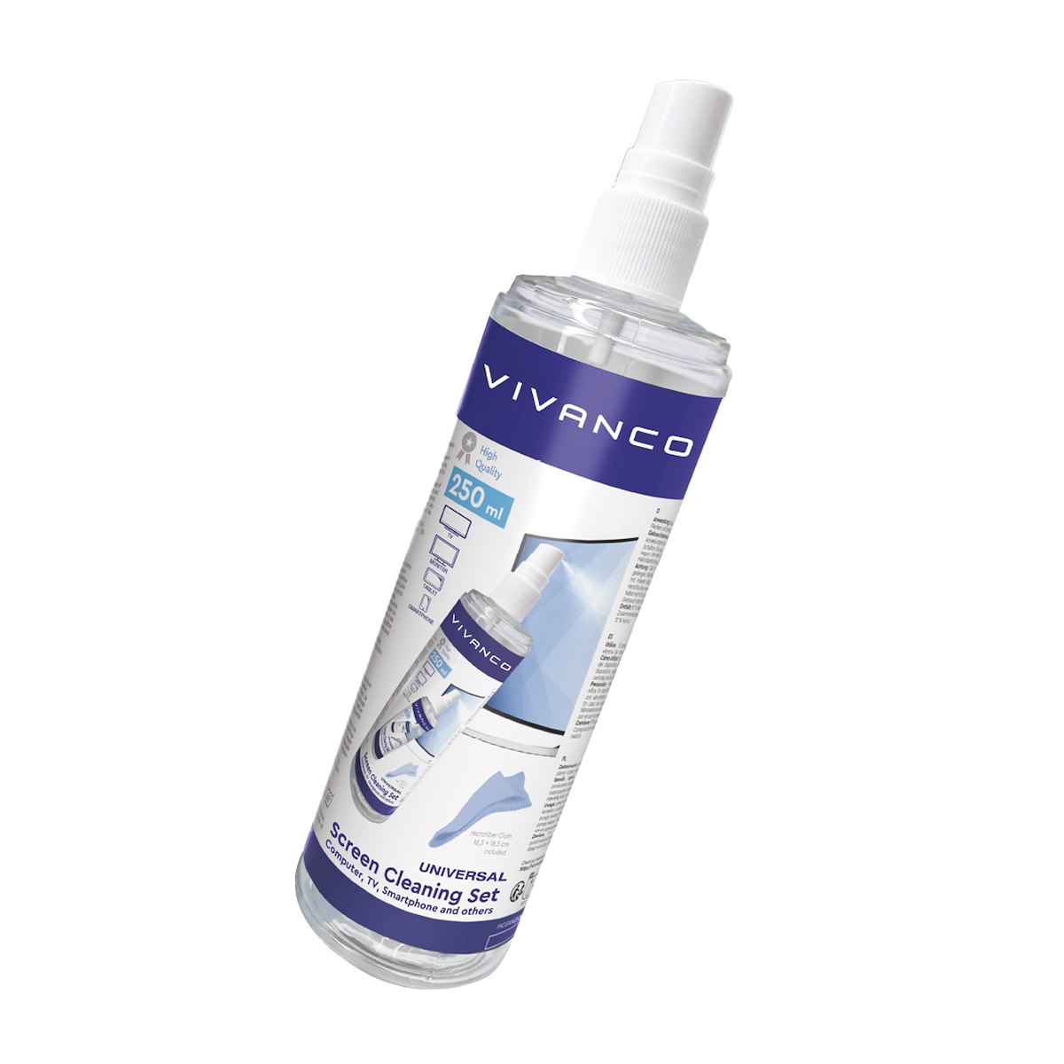 VIVANCO VNCLEAN250ML Kit Pulizia Spray 250ml + Panno Microfibra - immagine 2