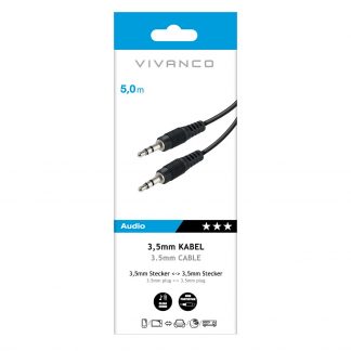 VIVANCO VVAJACK50MMK Cavo Audio Jack 3.5mm M-M, 5m, Nero