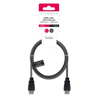 VIVANCO VVVXHDMI50MMG Cavo HDMI 1.4b ARC M-M 5m 4K-60Hz Nylon Nero