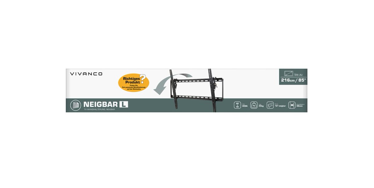 VIVANCO VVTVTILL85INCH45KG Supporto TV 85" 45kg muro VESA 600x400 inclinabile - immagine 2