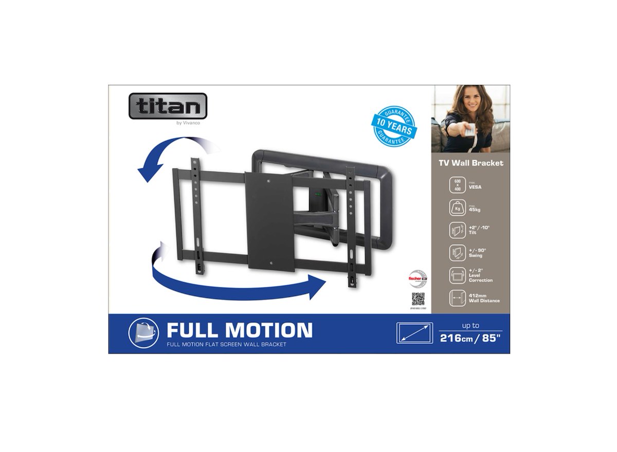 VIVANCO VVTVFMO85INCH45KG2 Supporto TV Muro 85" 45kg VESA 600x400 Orientabile - immagine 2