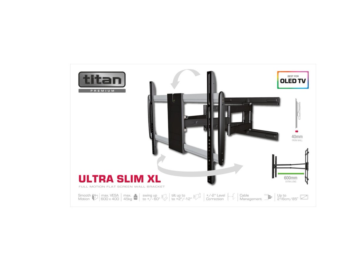 VIVANCO VVTVFMO85INC45KGUS: Supporto TV parete 85", 45kg, VESA 100-640 - immagine 2