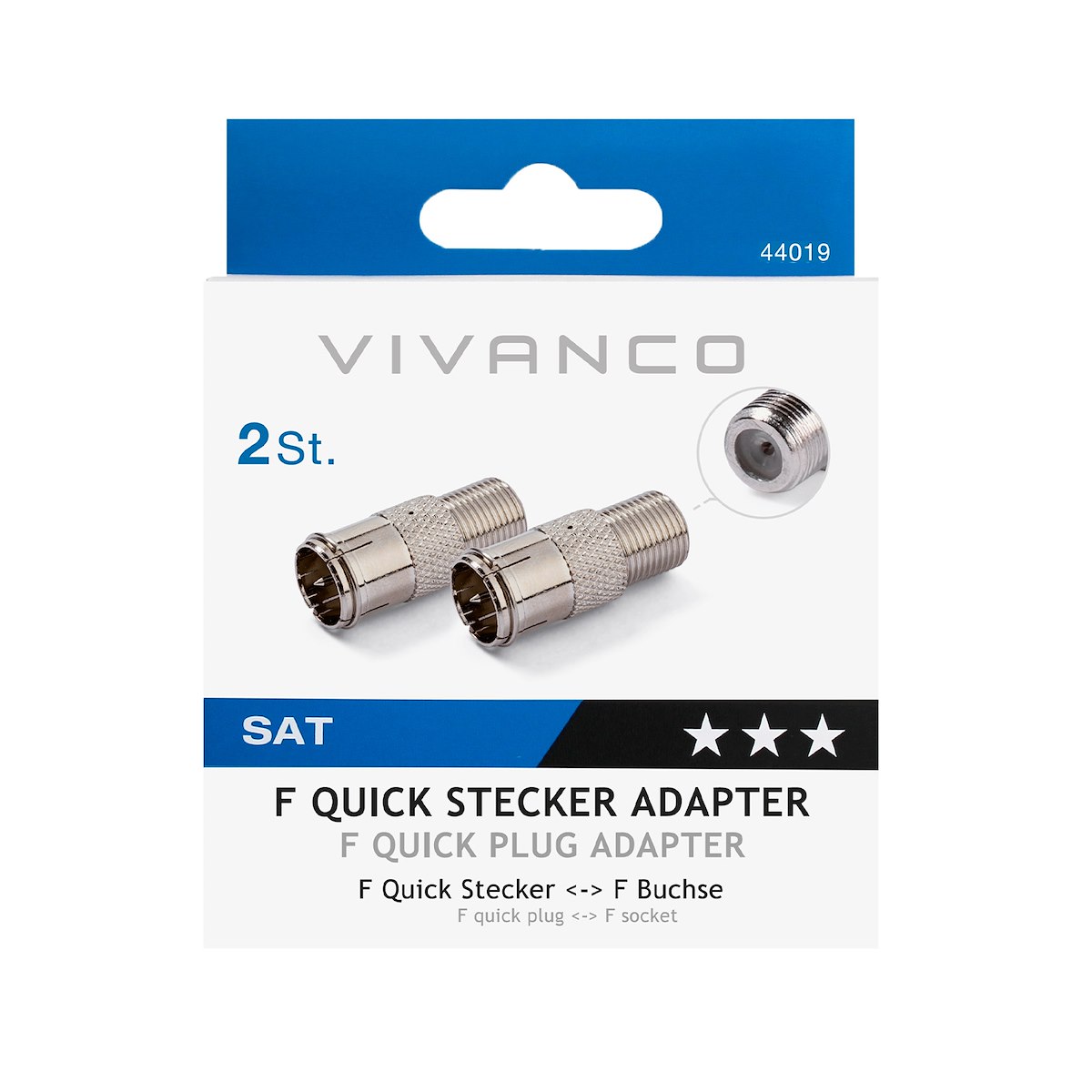 VIVANCO VVSATADAPTFMFF Adattatore coassiale F-F, metallo (2 pz)