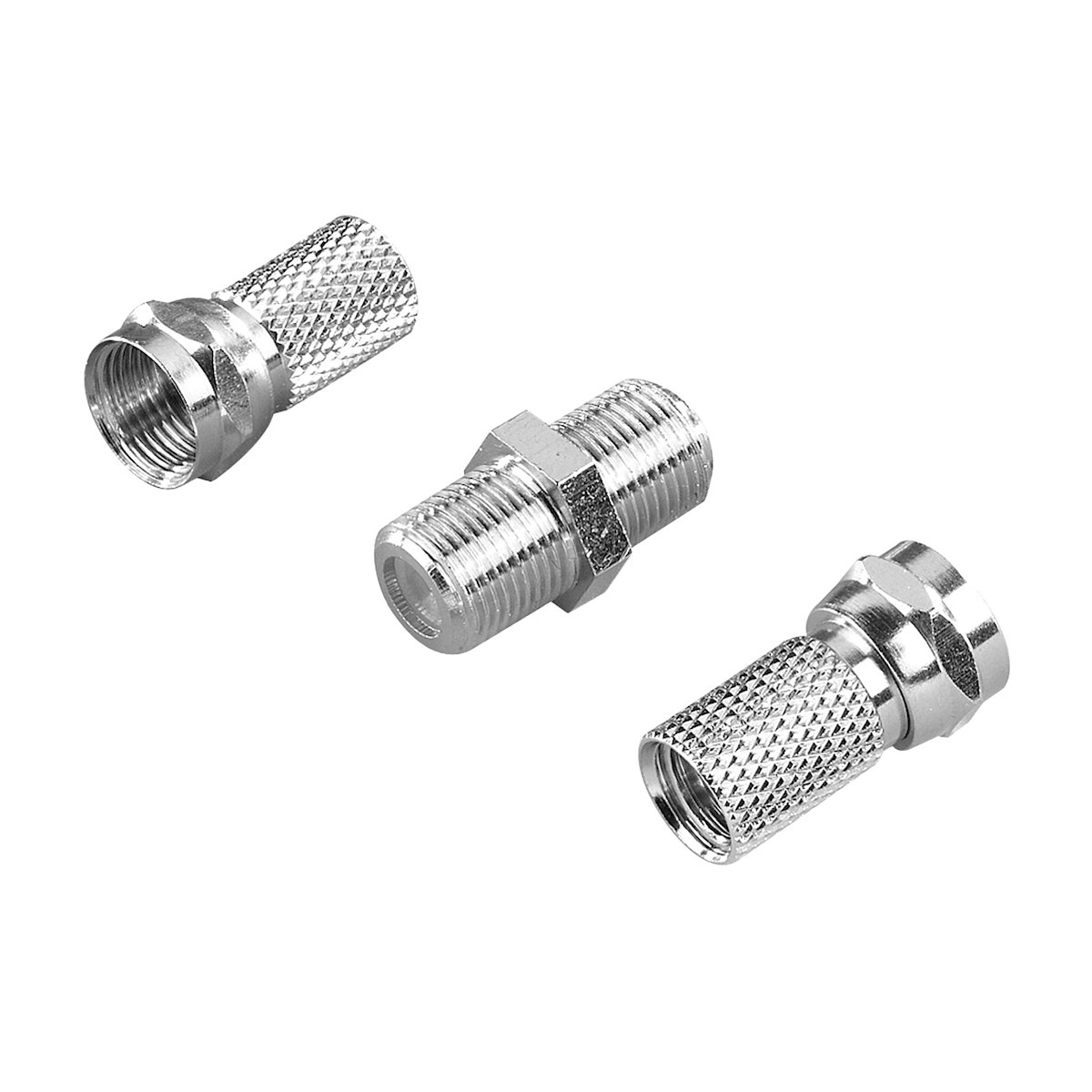 VIVANCO VVSAT3PCSETFF Connettore F 7mm 2pz + Adattatore F-F Metallo - immagine 2
