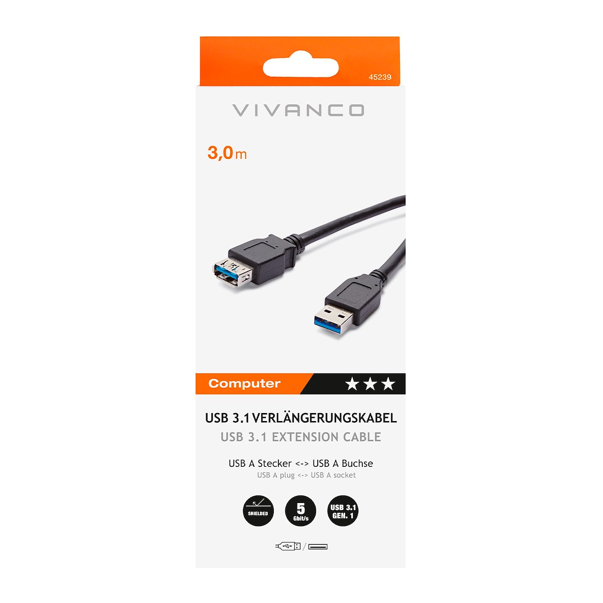 VIVANCO VVITUSB330MFK Cavo USB-A 3.1 M-M 3m Nero - immagine 2