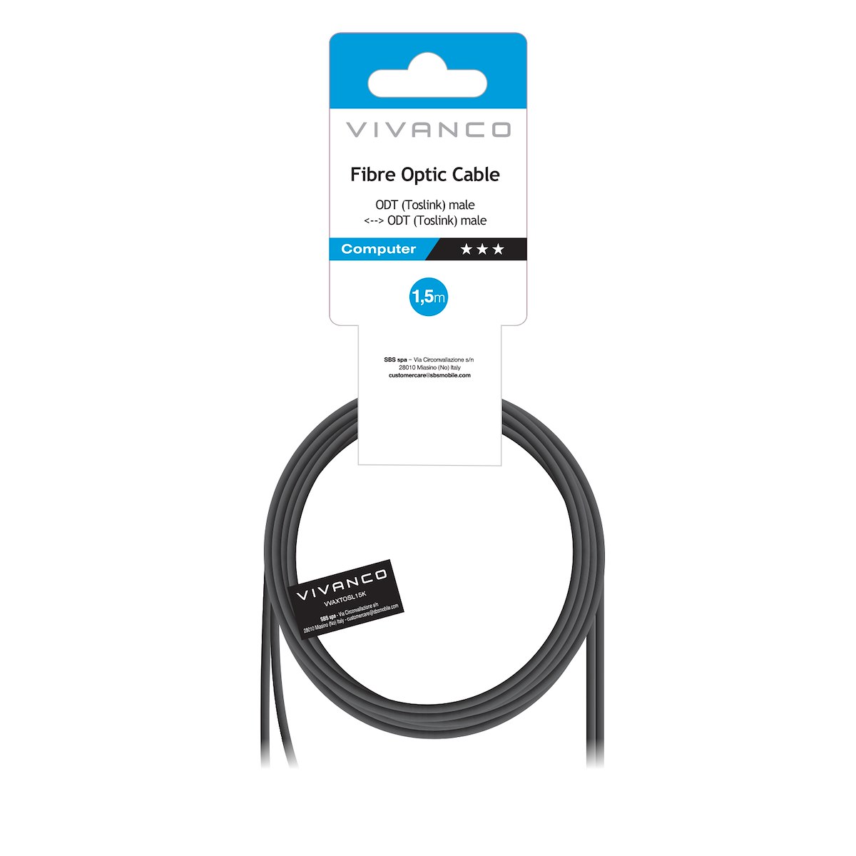 VIVANCO VVAXTOSL15K Cavo Audio Toslink M-M 1.5m Nero