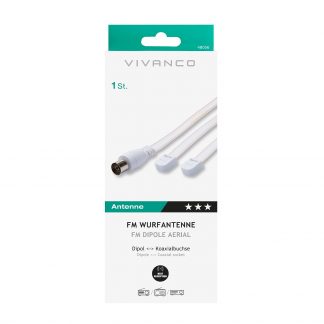 VIVANCO VVANDIPOLEVHF Adattatore Coassiale F-Dipolo 75 Ohm Bianco