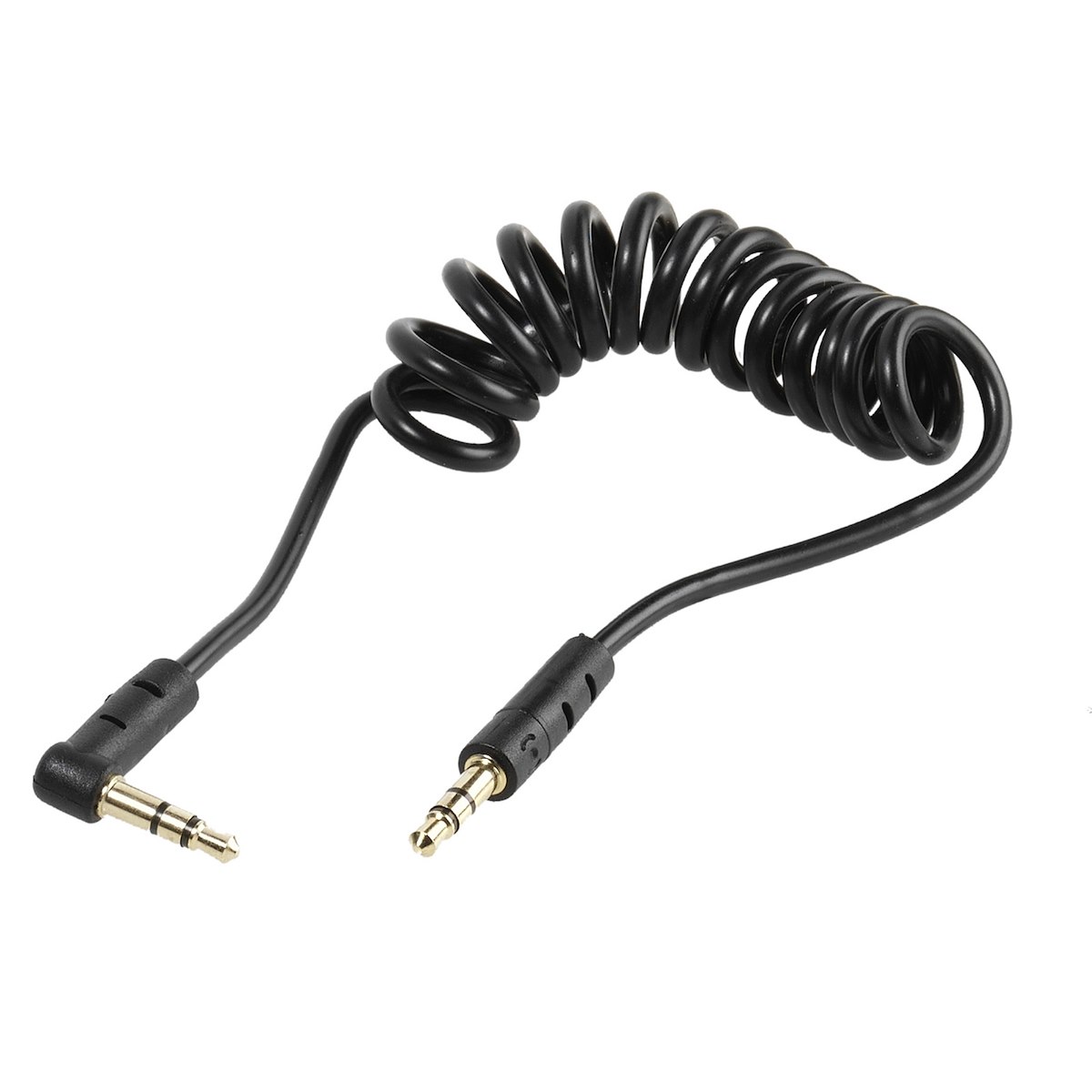 VIVANCO VVAJACK90SPIR15GK Cavo Audio Jack 3.5mm M-M, 1.5m, Spirale, Angolo, Nero - immagine 2