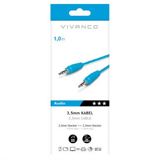 VIVANCO VVAJACK10MMB Cavo Audio Jack 3.5mm M-M 1mt Oro Azzurro