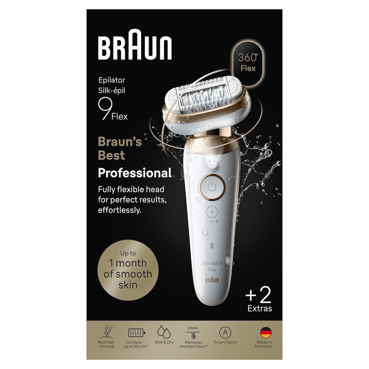 BRAUN SES90113D Epilatore W&D 40 pinze, testina flessibile, accessori - immagine 4