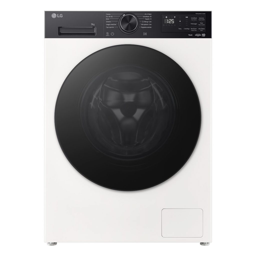 LG F4NX5009TKC Lavatrice 9kg 1400giri A-40% Inverter Vapore WiFi AI DD