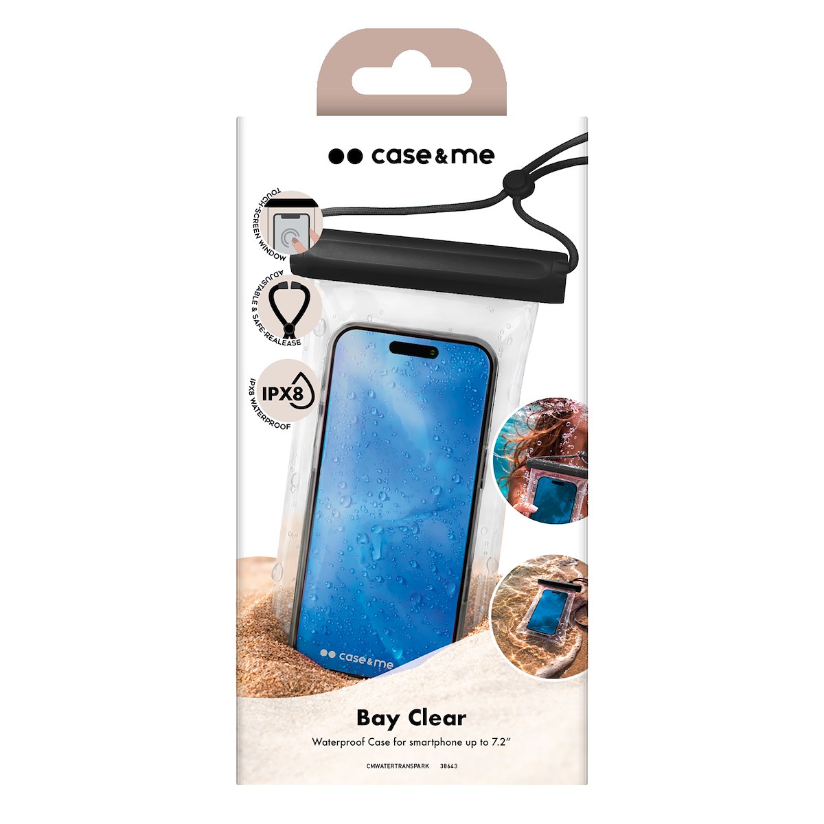 CASE&ME CMWATERTRANSPARK Borsa Impermeabile Nera per Smartphone - immagine 3