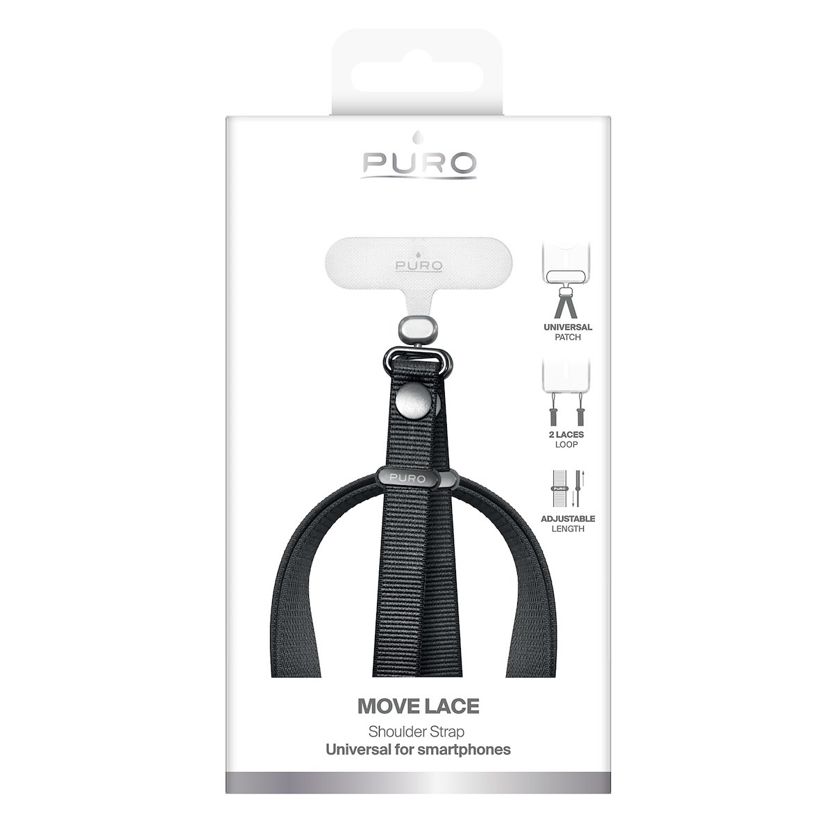 PURO PUIPLACE1BLK Tracolla per Smartphone, Nero - immagine 2
