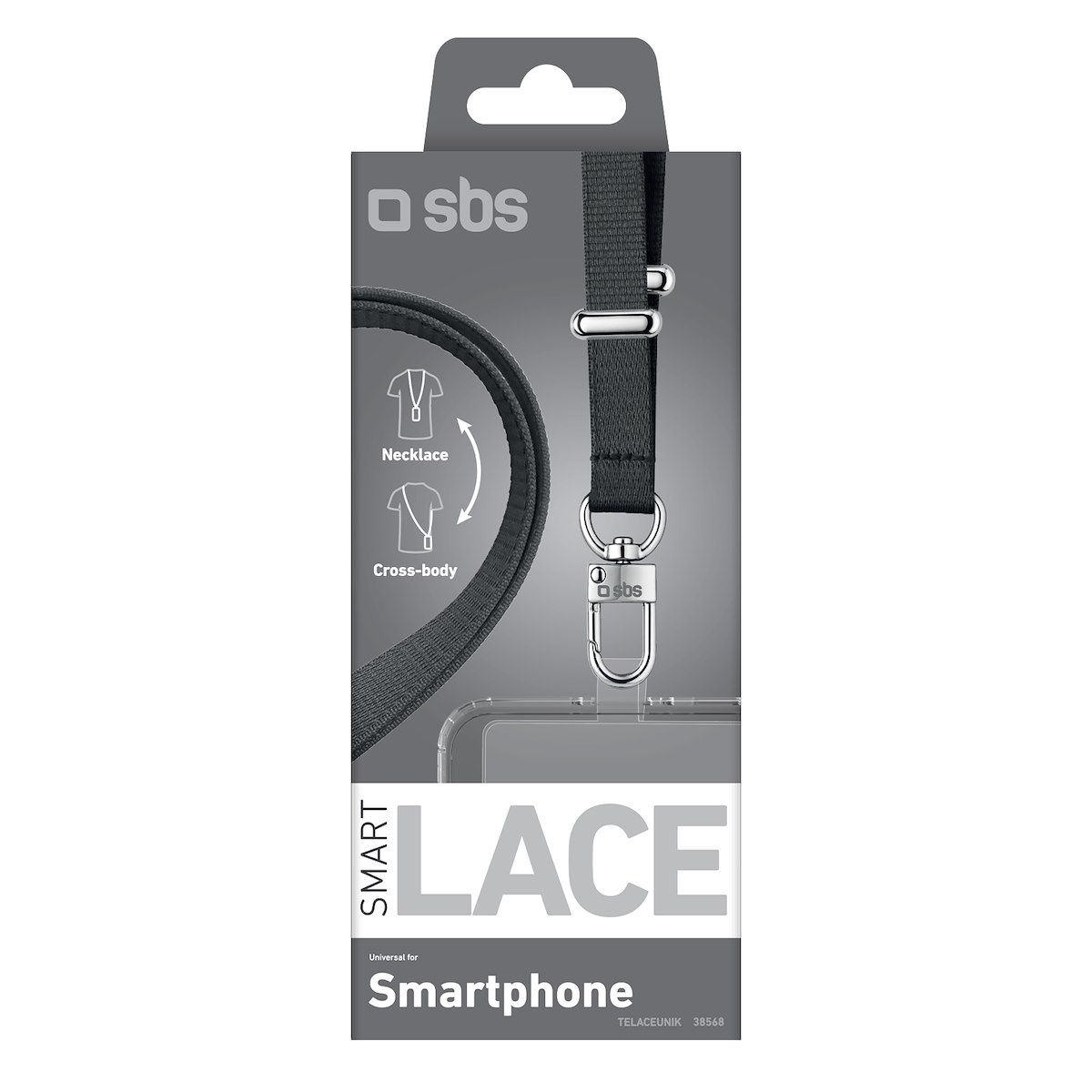 SBS TELACEUNIK Laccetto piatto universale per smartphone nero - immagine 2