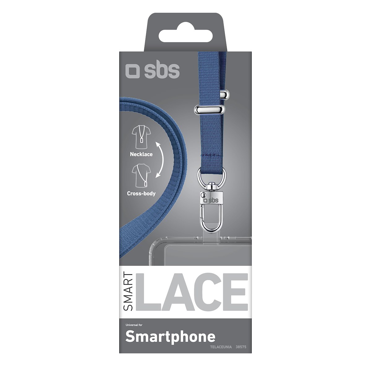 SBS TELACEUNIA LACCETTO PIATTO UNIVERSALE SMARTPHONE AZZURRO - immagine 2