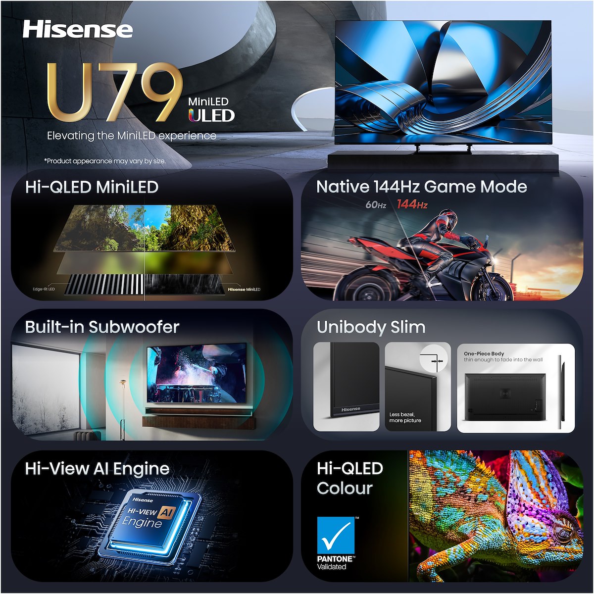 HISENSE 65U79SE Smart TV ULED MiniLED 4K UHD 144Hz T2 S2 VIDAA - immagine 3