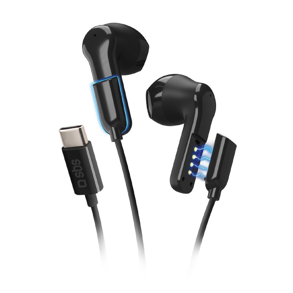 SBS TEEARSETBTCABLEK Auricolare TWS 2in1 BT+USB-C Mic. ENC Nero