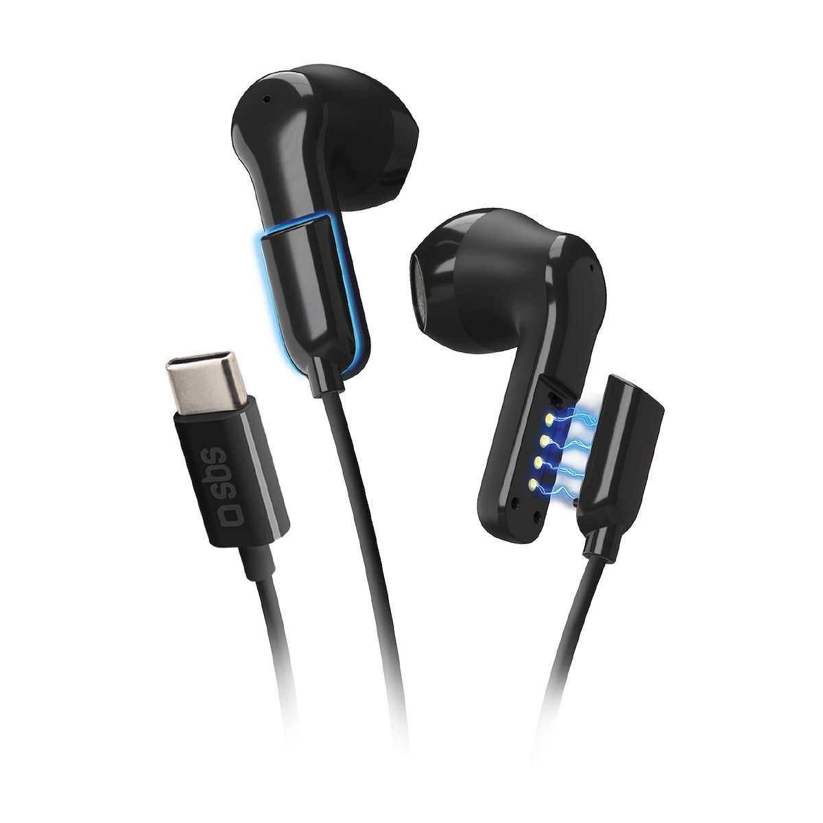 SBS TEEARSETBTCABLEK Auricolare TWS 2in1 BT+USB-C Mic. ENC Nero