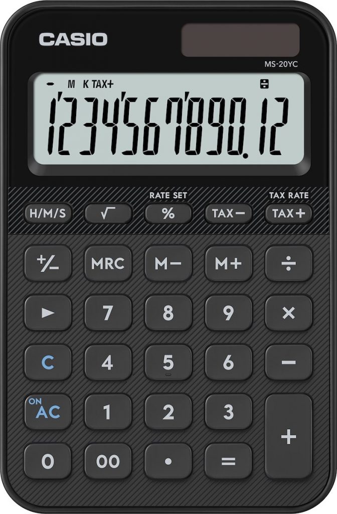 CASIO MS20YCBKWEP Calcolatrice da Tavolo My Style 12 Cifre Nero