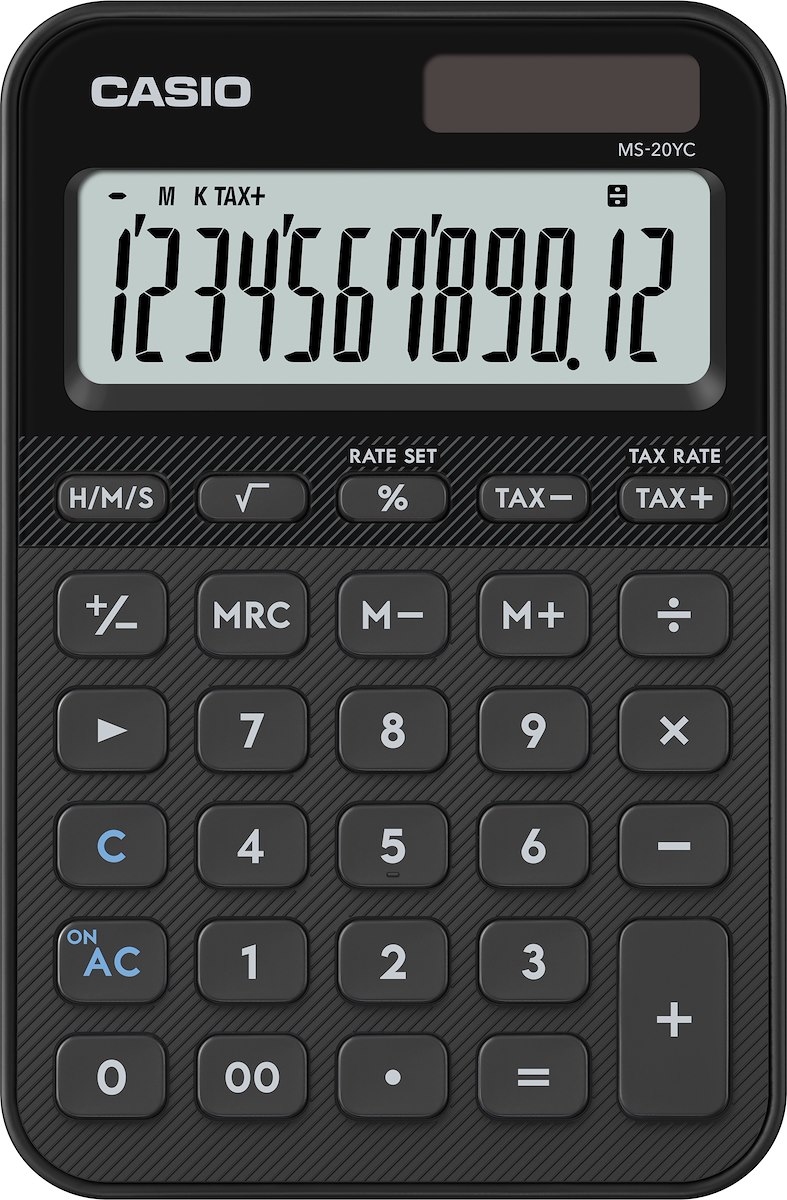 CASIO MS20YCBKWEP Calcolatrice da Tavolo My Style 12 Cifre Nero