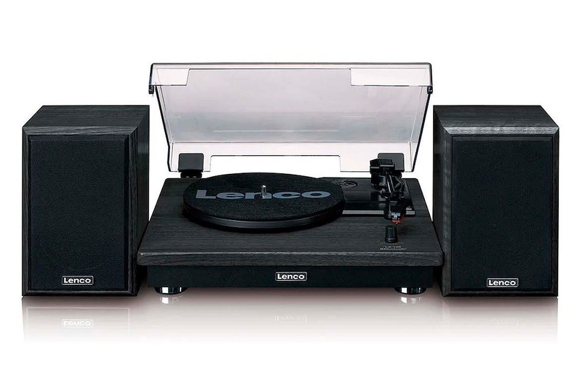 LENCO LS100BK Giradischi Bluetooth 20W con Diffusori Nero