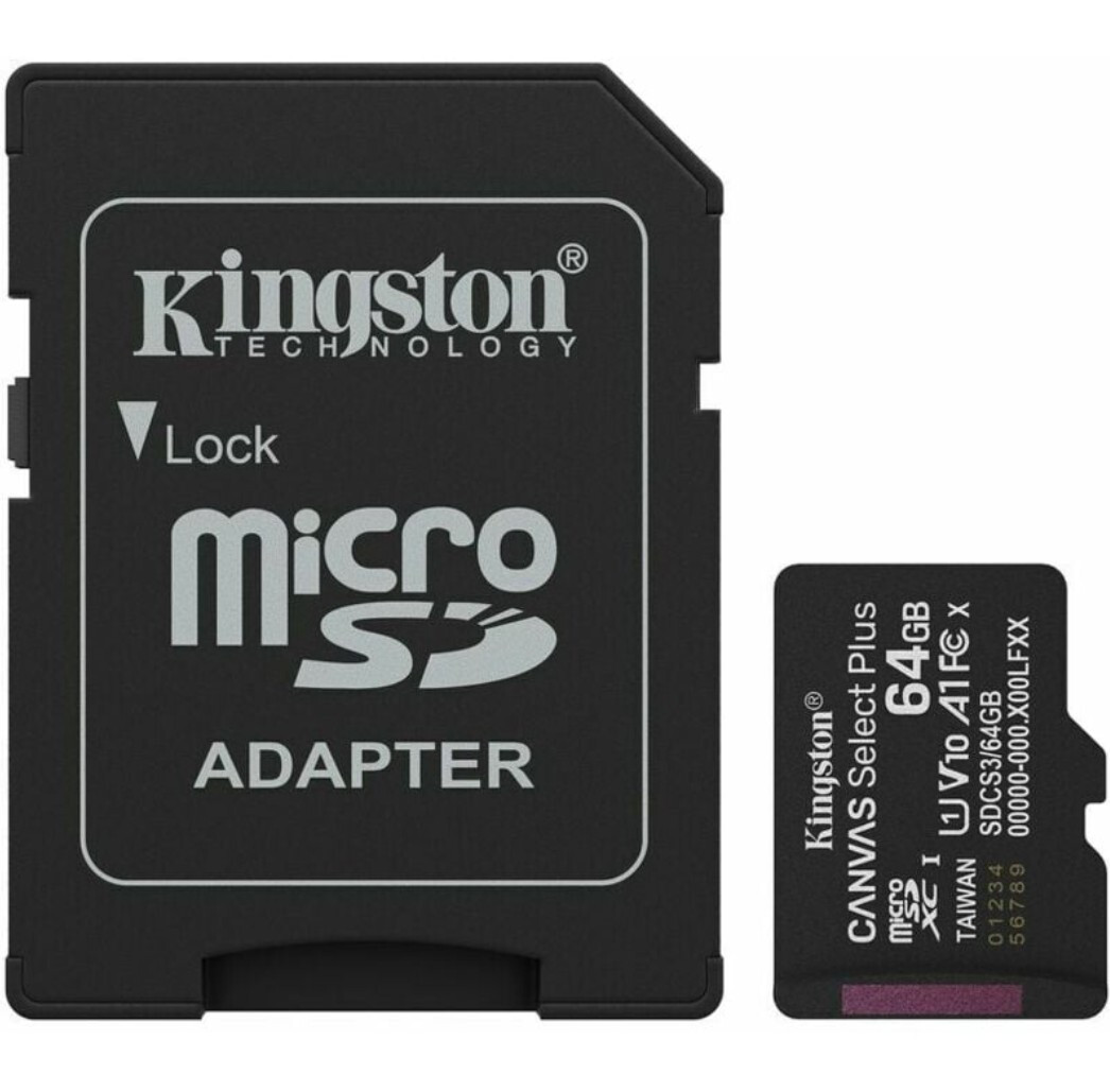 KINGSTON SDCS364GB Memoria Micro SDXC 64GB V10 A1 Con Adattatore