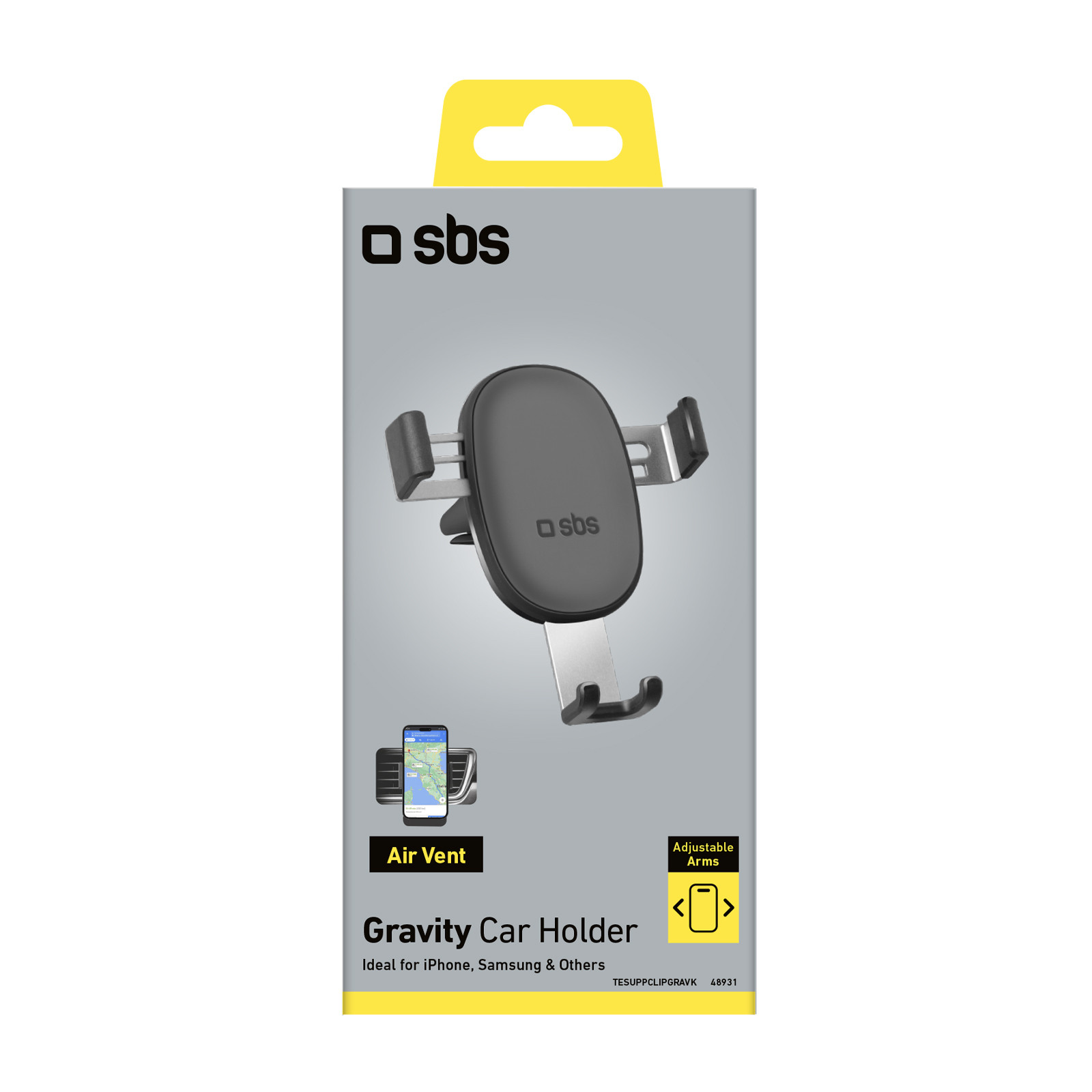 SBS TESUPPCLIPGRAVK Supporto Auto X Smartphone Univ C Clip Gravity Bk - immagine 4