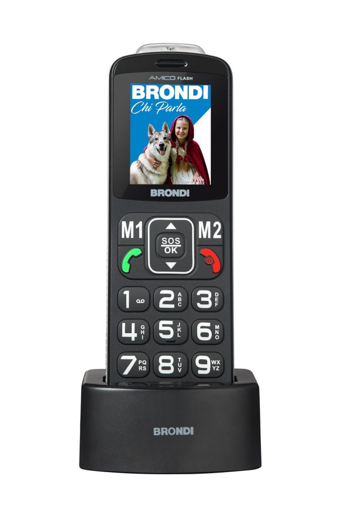 Brondi AMICOFLASHBLACK Cell Senior Dualsim Bluetooth Tasto SOS Base Ricarica Ner