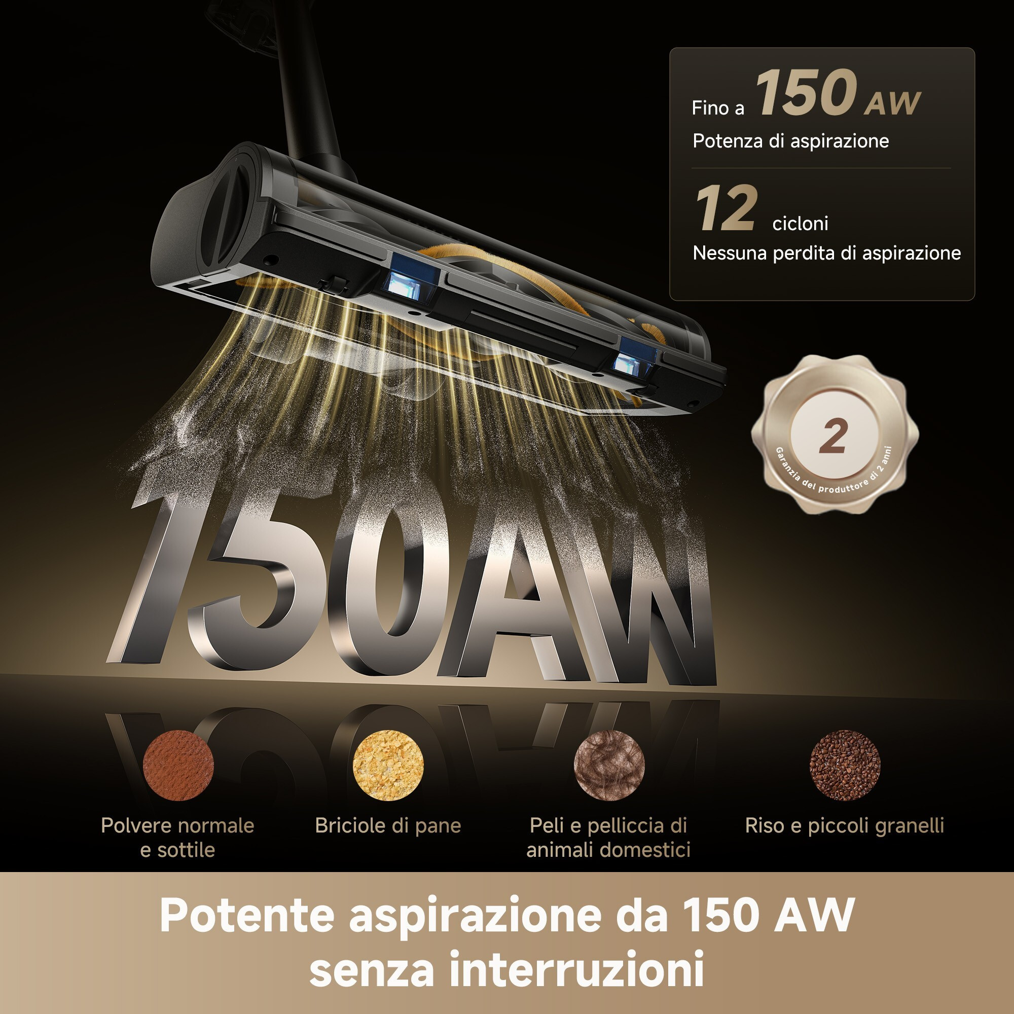 Dreame R20SE Scopa Ricaricabile Senza Sacco 0 6LT 150AW HEPA Celestect - immagine 3
