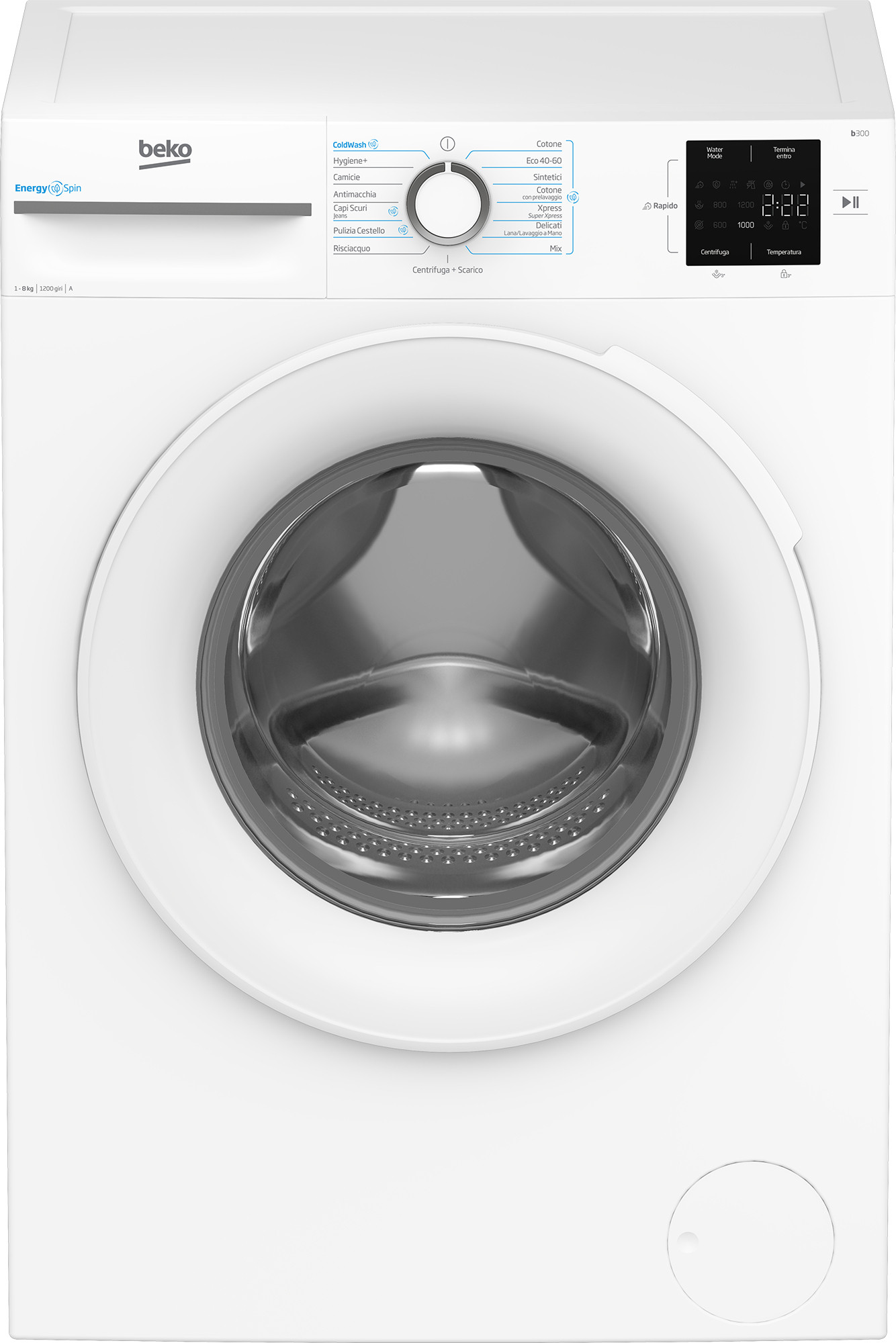Beko BMWU3821W Lavatrice Frontale 8 Kg 1200 Giri Classe A Inverter Vapore