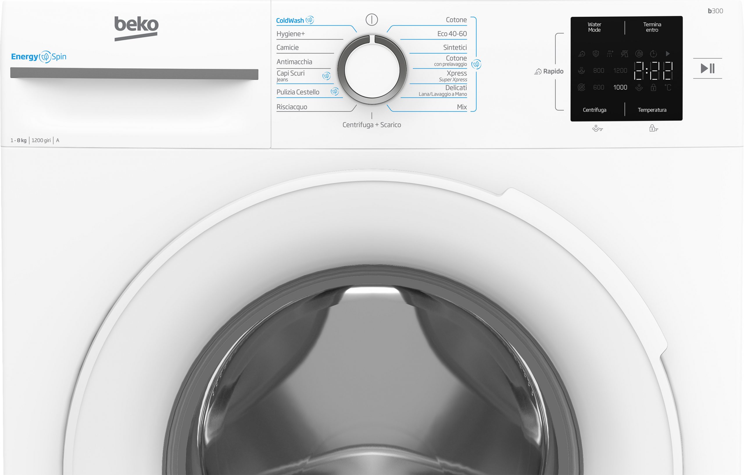 Beko BMWU3821W Lavatrice Frontale 8 Kg 1200 Giri Classe A Inverter Vapore - immagine 4
