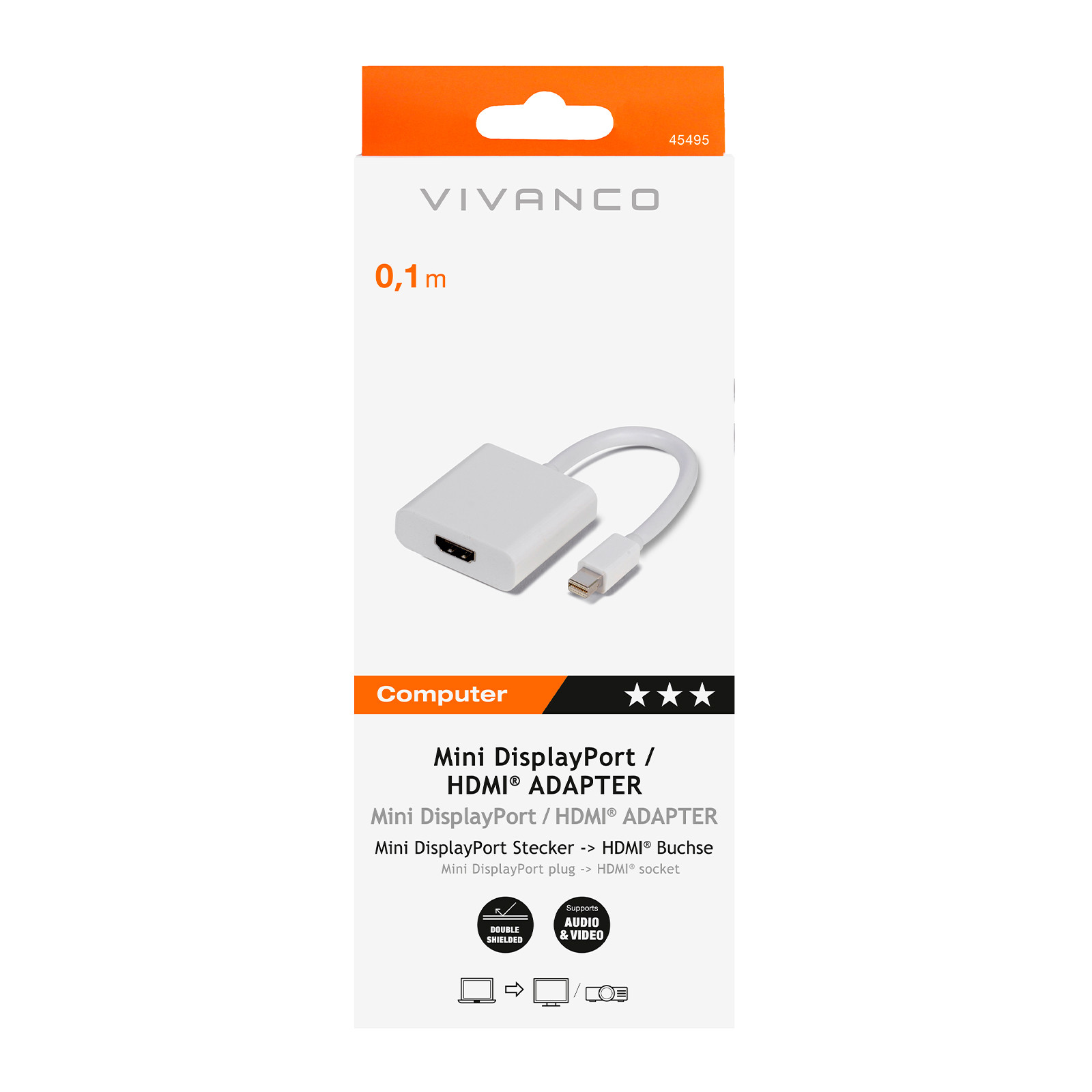 VIVANCO VVITDISPLHDMIW Adattatore Mini Displayport Hdmi F M 0 1 Bianco - immagine 2