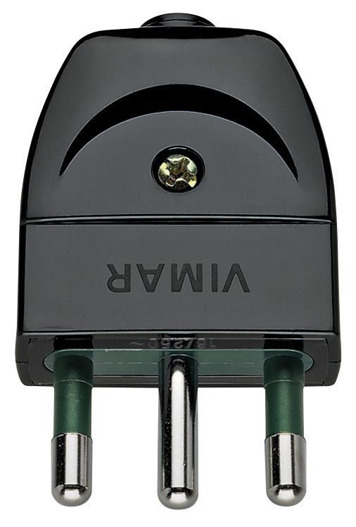VIMAR 00202 Spina 2PT 16A S17 Assiale Nero