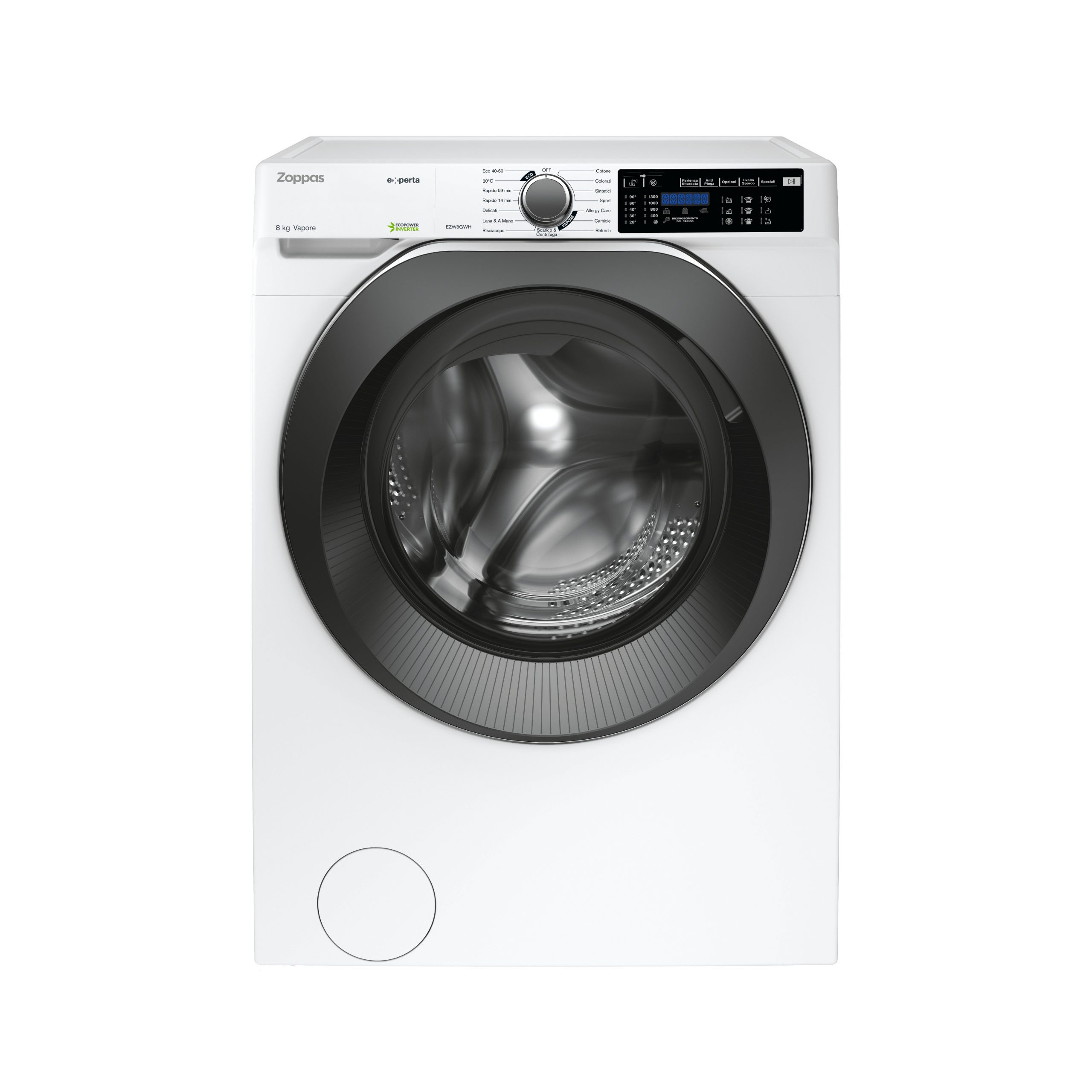 Zoppas EZW8GWH Lavatrice Carica Frontale 8Kg 1400Giri Inverter Vapore