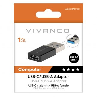 Vivanco VVUSBADA31ACK Adattatore USB-A USB-C 3 1 M-F Nero