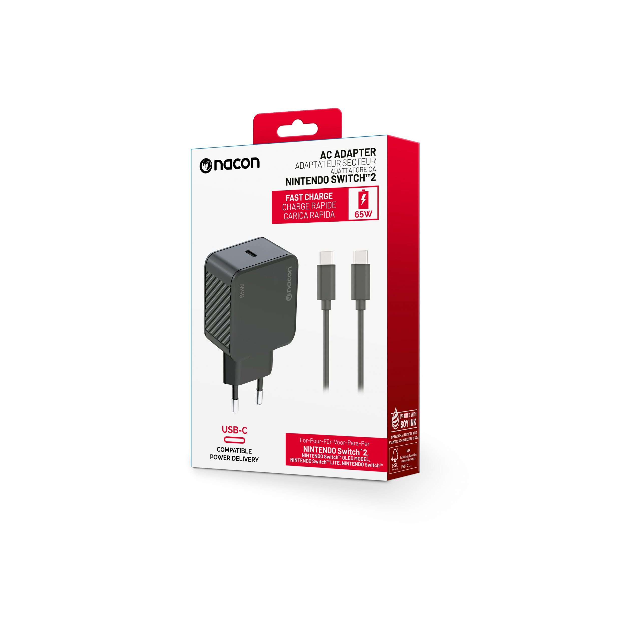 Nacon SWITCHNEWADAPT60 Alimentatore AC 65W Per Nintendo Switch - immagine 2