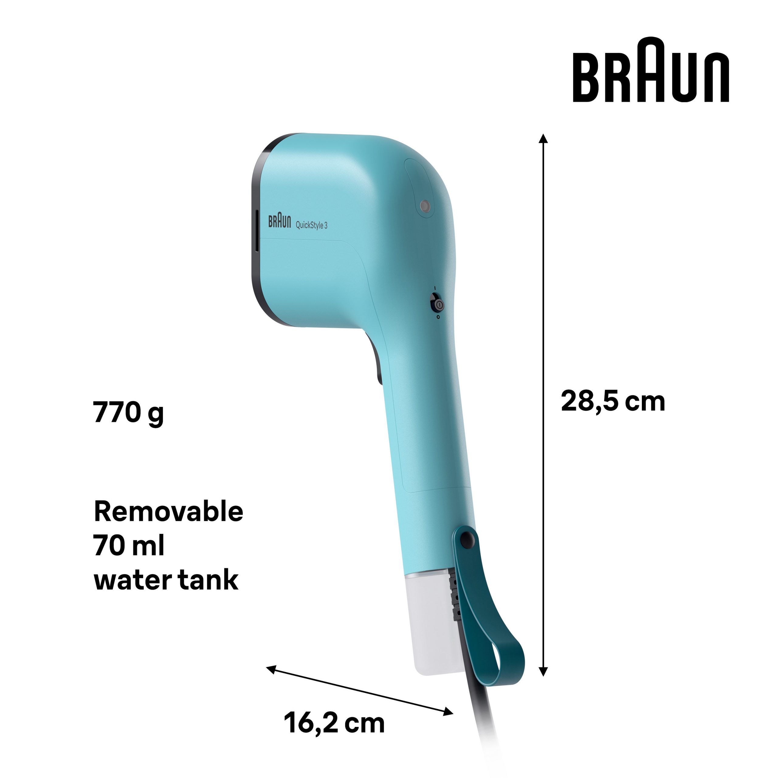 Braun Quickstyle 3 GS3013GR Stiratore Verticale 1100W Vapore Viaggio - immagine 5